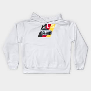 Mercedes Benz SLS victor art with Germany flag Kids Hoodie